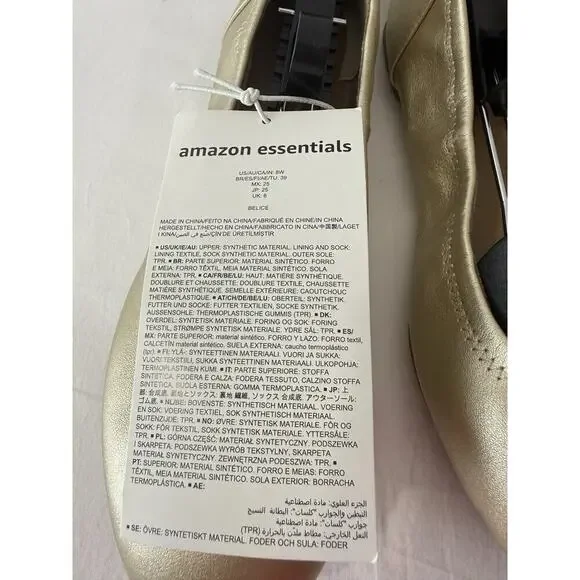 Amazon Essentials Women's Gold Ballet Flat Shoes Size 8W NWT - Picture 8 of 8